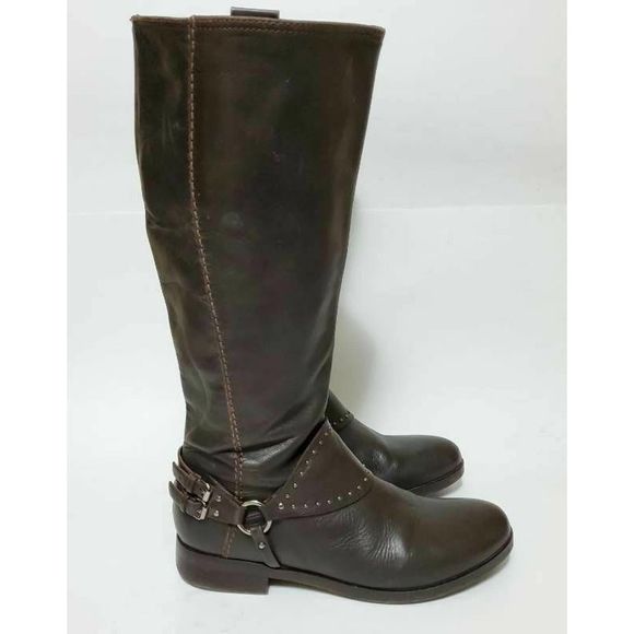 Geox Shoes - Geox Womens EU 37.5 (7-7.5) Riding Boots Tall Brown Side Zipper